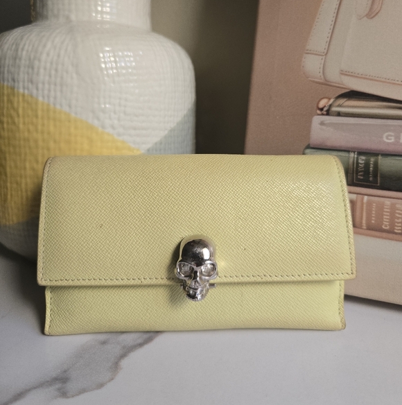 Alexander McQueen Handbags - Alexander McQueen Yellow Saffiano Leather Trifold Wallet